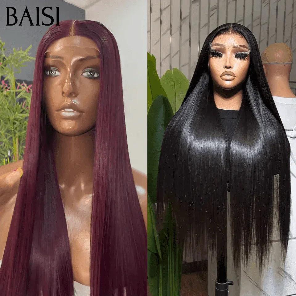 BAISI 2 perruques 100% Vietnam Hair 4X4 lace Lisse noir et 99J# de luxe moitié prix 259€ 250% densité en 100% cheveux humains MP50
