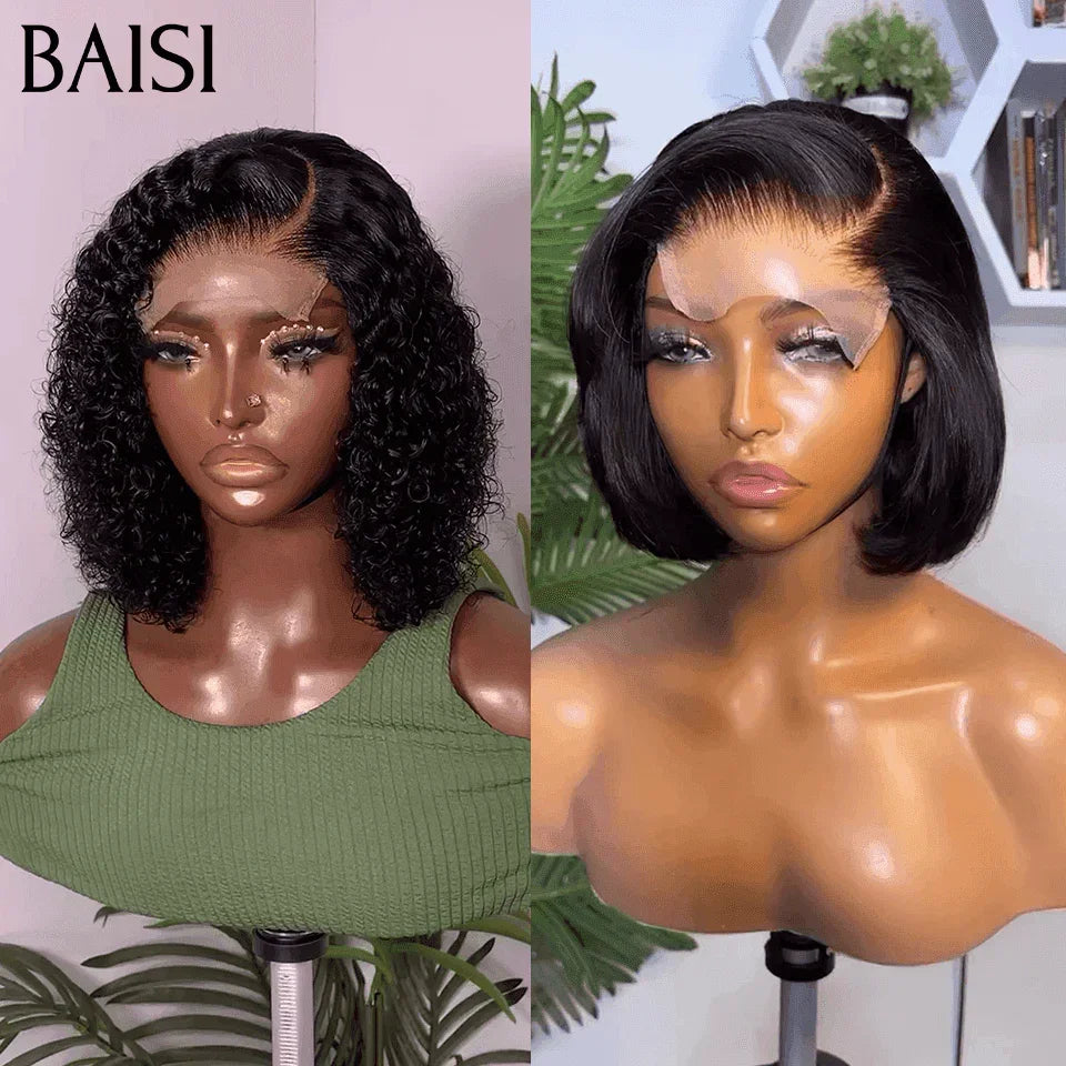 BAISI Perruque Conbinée A Prix Abordable 139€ 4X4 lace curly wave et Lisse 8 Pouces En Noël Promotion