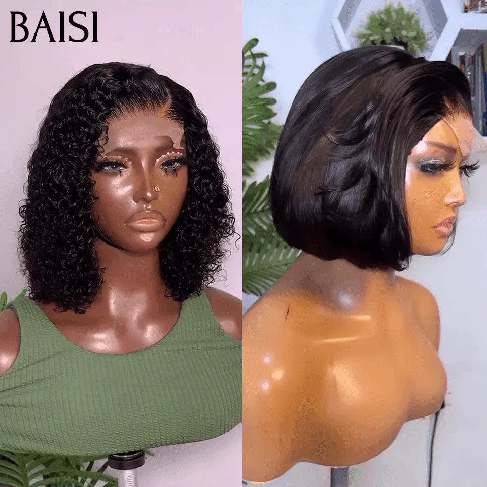 BAISI Perruque Conbinée A Prix Abordable 139€ 4X4 lace curly wave et Lisse 8 Pouces En Noël Promotion