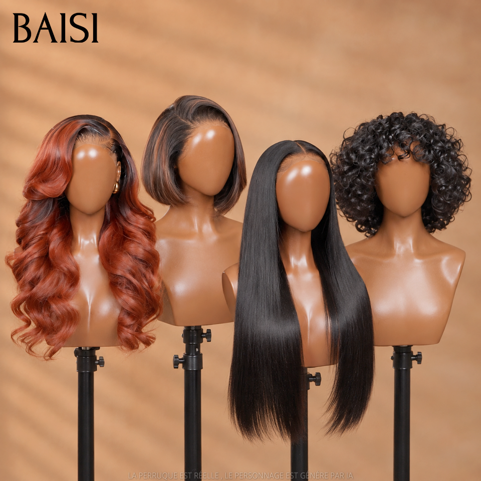 BAISI Flash Sale: 4 Wholesale Wigs, €189, Already in France, 4 Colors + 4 Styles, Easy to Resell, 100% Real Human Hair, 48H Delivery