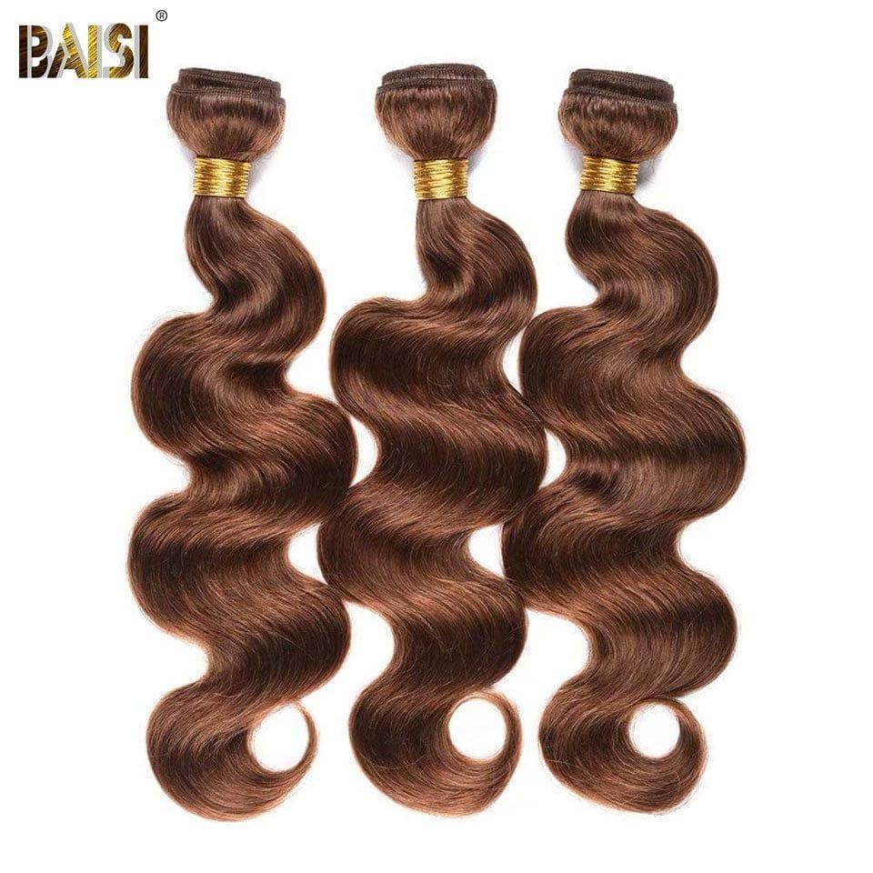 BAISI 12A Tissage Mèche 3 boules Marron 4# En 100% Cheveux Humains Body wave