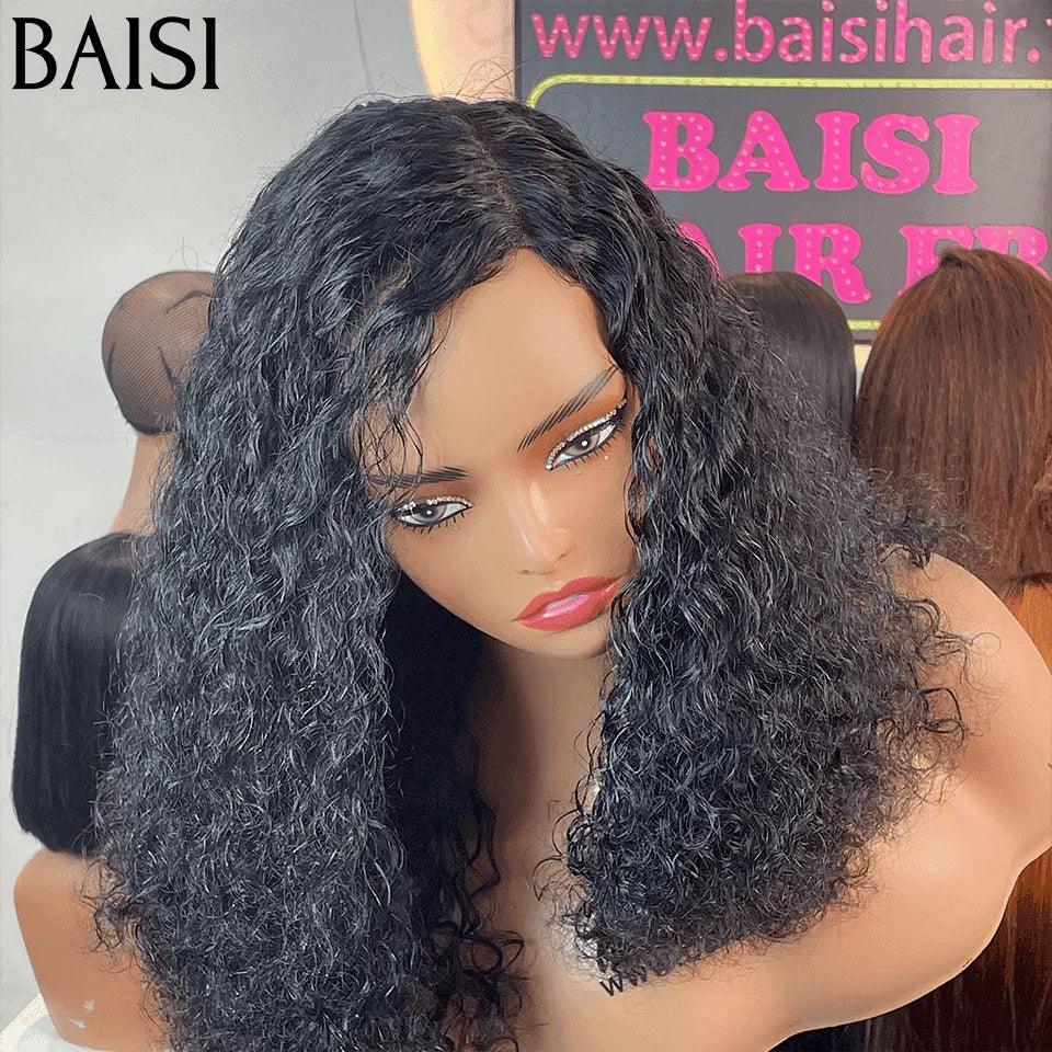 BAISI 5X5 Perruques 18 pouces 139€ de Luxe Volume 300% densité noir Curly Wave double drawn mèches vièges en 100% Cheveux Humains FR38