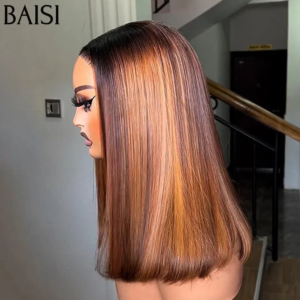 BAISI 3 Perruques 2X6 Bob 289€ Lisse En Marron #1B4 et Bordeaux 1BT99J# et Mixte 1BT4#27# de luxe 10 pouces en 100% Cheveux Humains vietnam hair VIP100