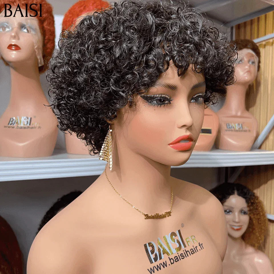 BAISI petite coupe fabriqué à la machine 45€ curly wave avec Frange sans lace promotion offre vip