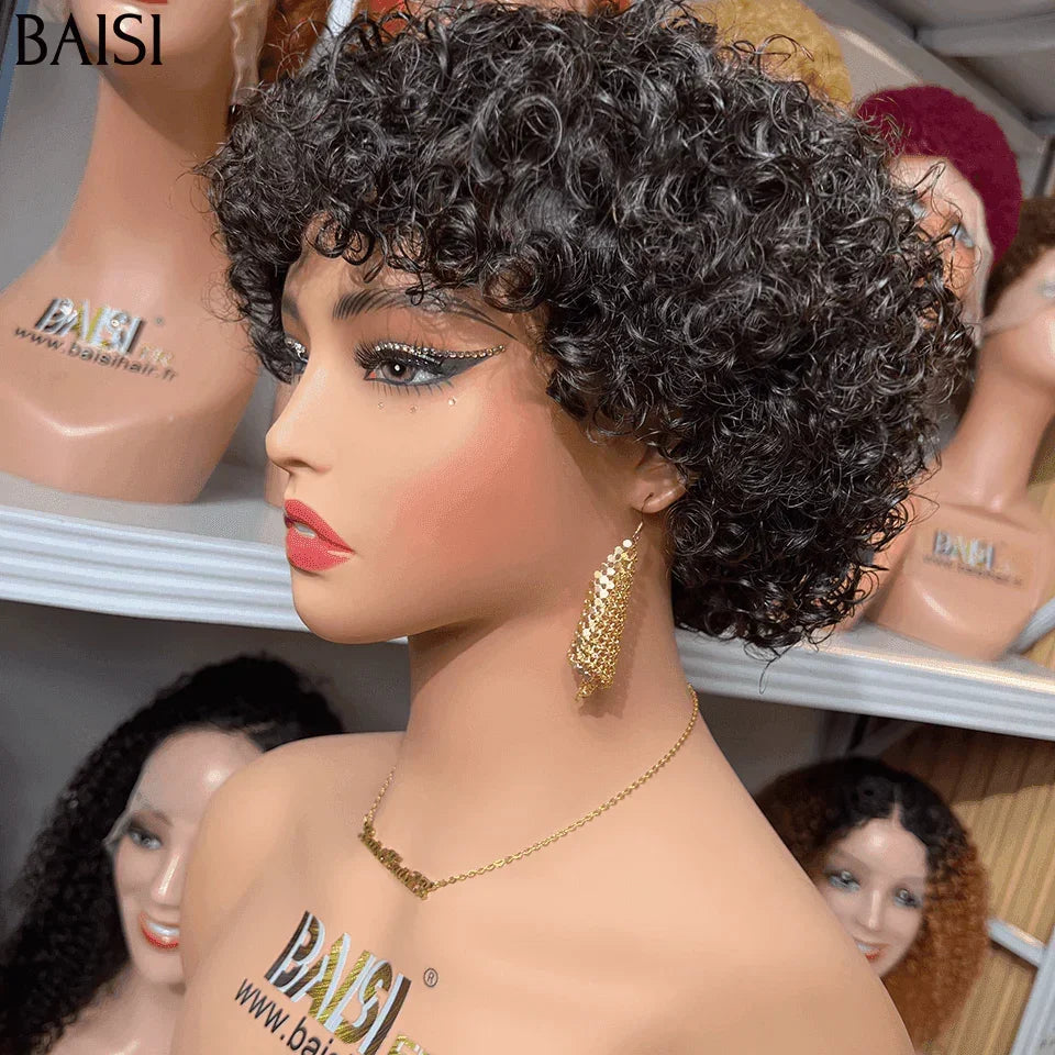 BAISI petite coupe fabriqué à la machine 45€ curly wave avec Frange sans lace promotion offre vip