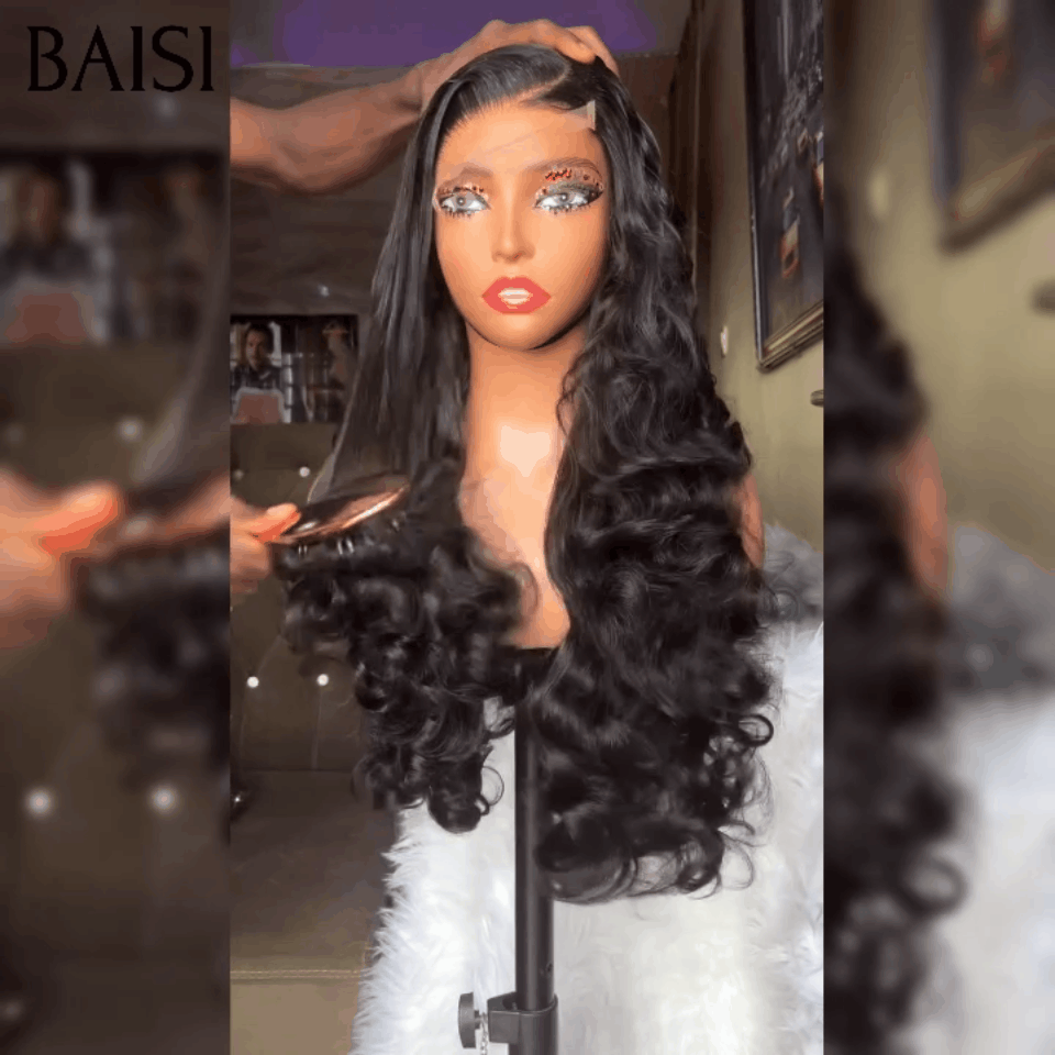 Parrucche di lusso in pizzo BAISI 4x4 100% capelli vietnamiti Volume d'onda naturale densità 250% A1 Realizzata con capelli vergini a doppia trafilatura