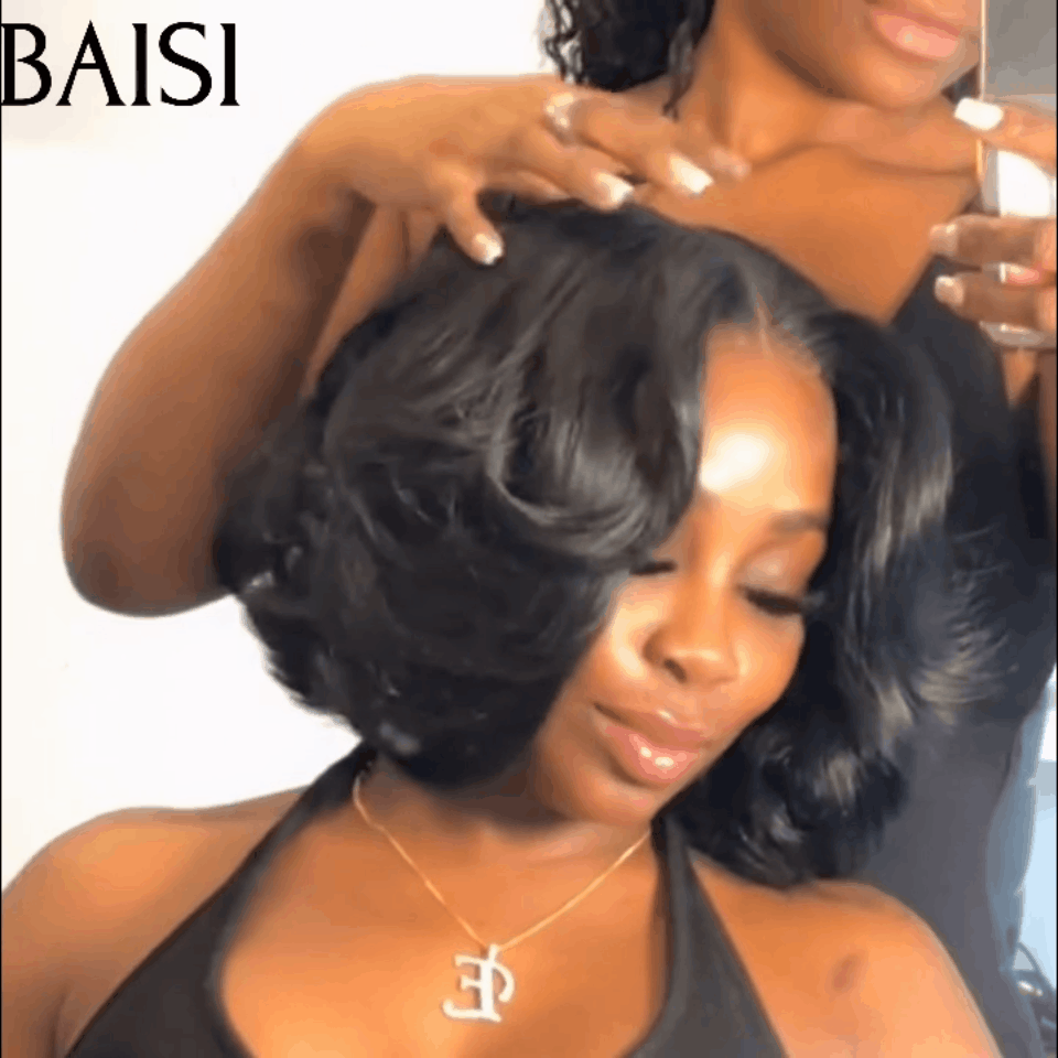 BAISI Conjunto de 2 perucas € 145 em cabelo humano de boa qualidade a um preço muito acessível Corte chinês cacheado mais liso CÓDIGO: FR20