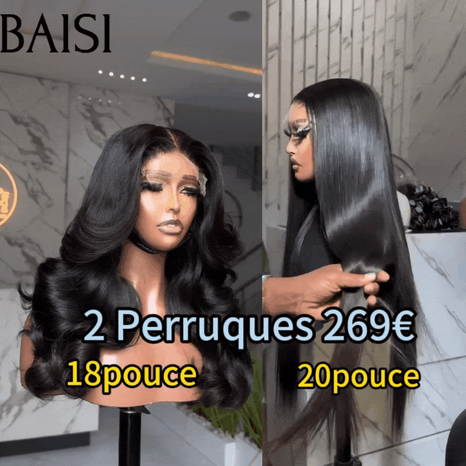 BAISI Lot of 2 wigs wholesale 2 Body wave wigs 18 Inches plus Straight 20 Inches 269 euro code: FR38