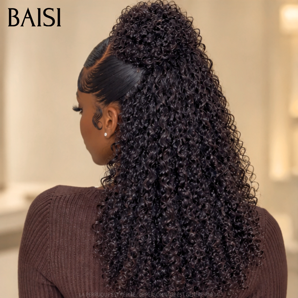 BAISI 13x4 Lace Perruque Déjà Coiffée Longue Magnifique Curly Demi Chignon Bouquet de Fleur 150€ Seulement 100% Identiquee Qualité Garantie en 100% Cheveux humains