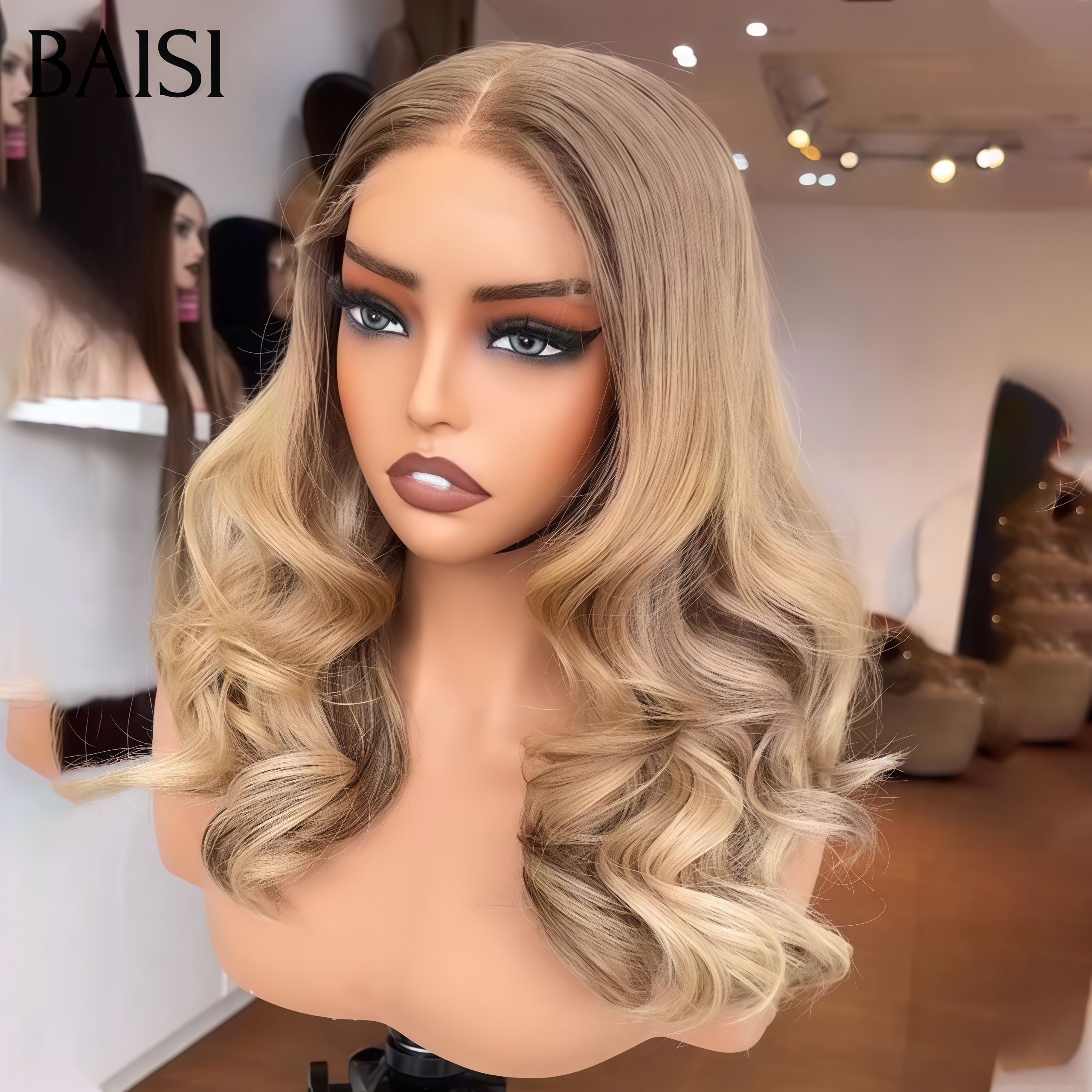 BAISI 13X4 lace Perruque Body wave En Couleur personnalisées blonde Élégant et à la mode 100% CHEVEUX HUMAINS