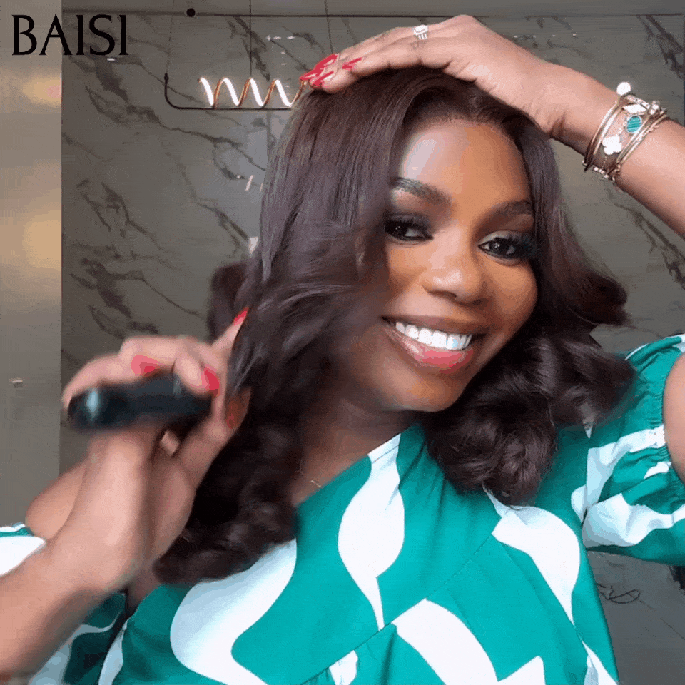 BAISI Perruque 5X5 bouclés Egg wave en Couleur Sans Colle Lace déjà coupée Marron 4# 158€ 300% haute densité personnalisé en 100% Cheveux Humains FR38