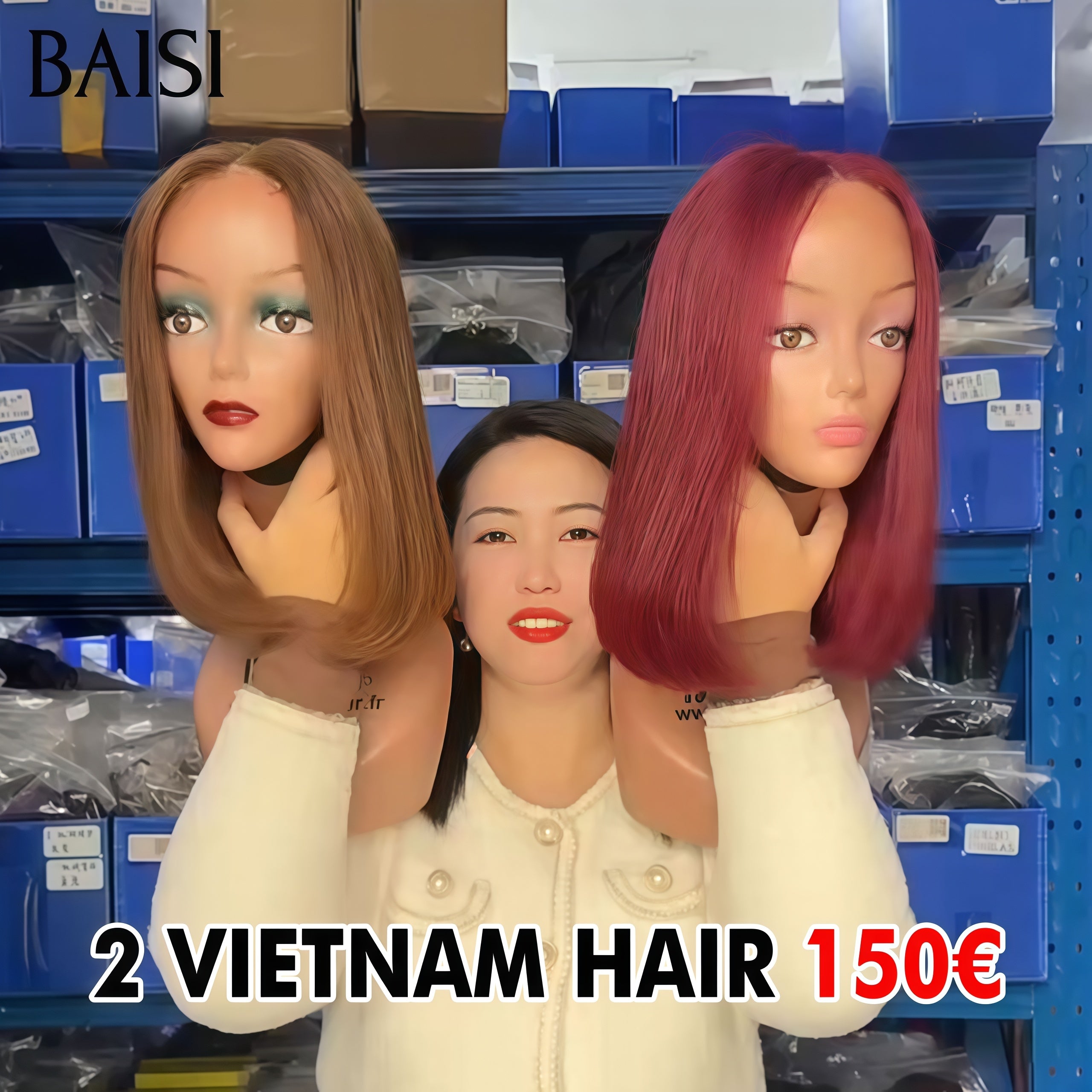 BAISI PROMO 2 Perruques BOB en 5 combinaisons de perruques différentes 100% Vietnam Hair en 100% Cheveux Humains