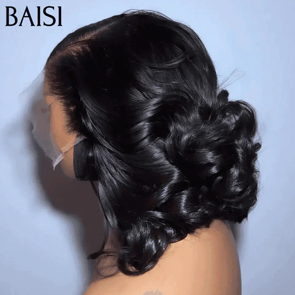 Parrucca BAISI 13X4 BOB con riccioli a uovo con riga laterale NERA € 76 in capelli umani al 100% FR38