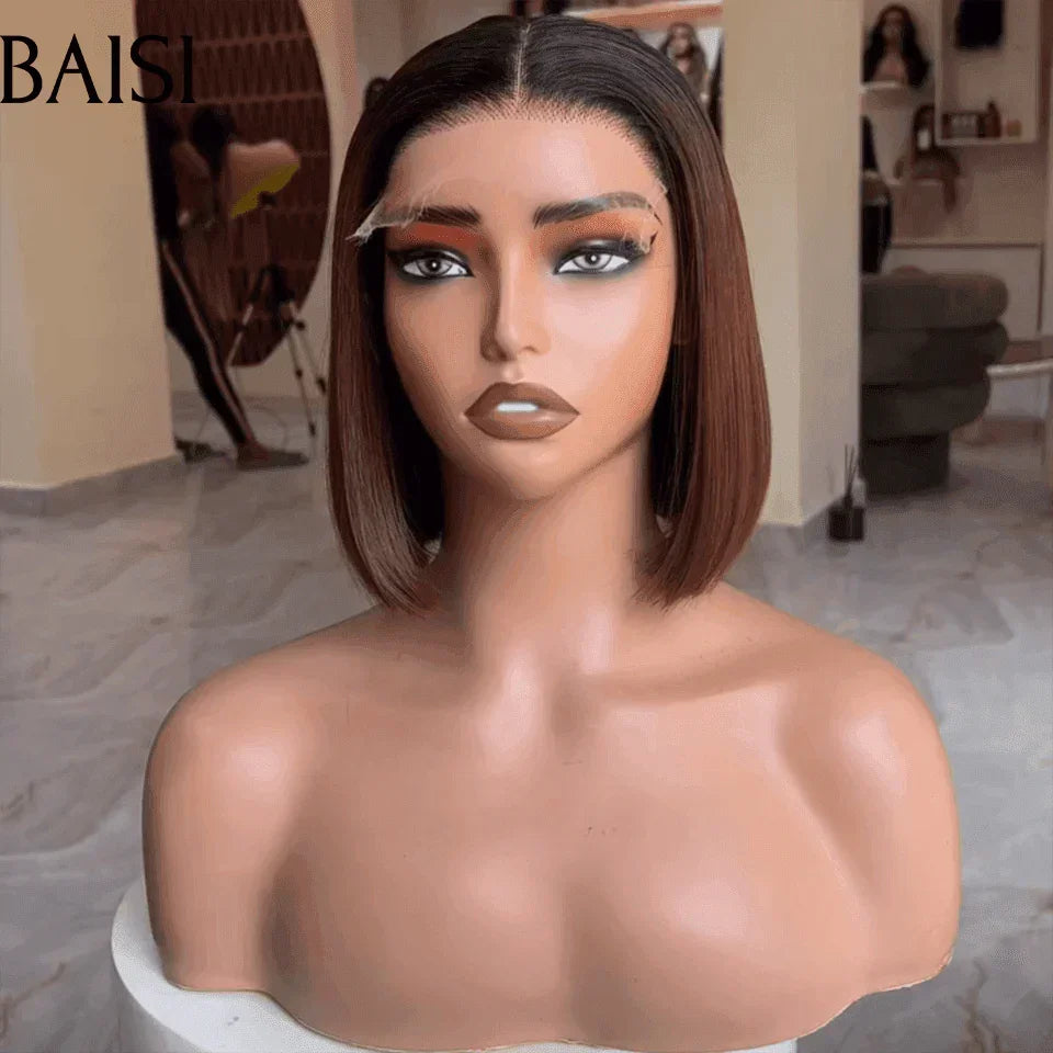 BAISI 2 Perruques bob 149€ 4X4 lace marron et 2X6 noir en 100% vrais cheveux humains