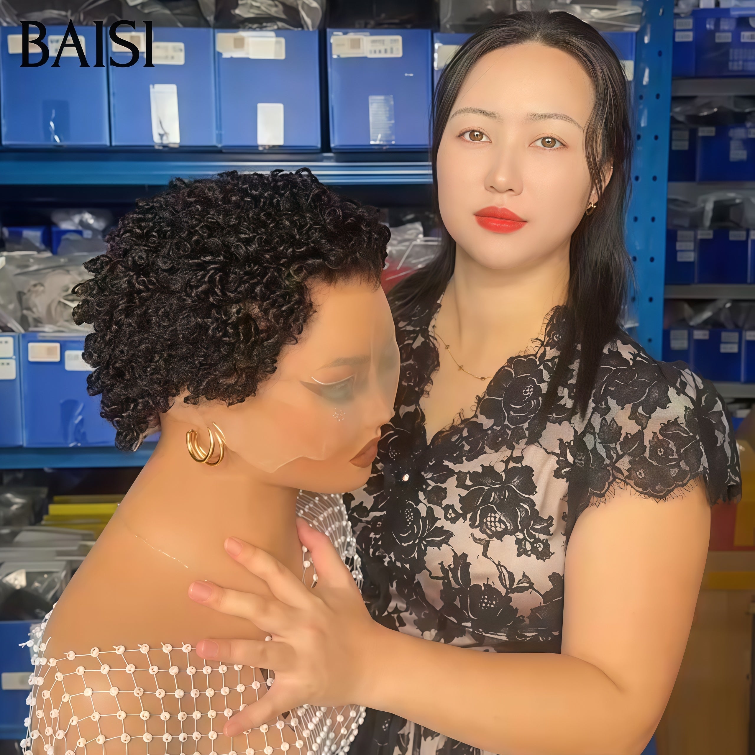 BAISI Nouveaux modèles 13X4 lace Perruque Pixie NOIR 50€ Coiffure moitié prix en 100% Cheveux Humains MP50