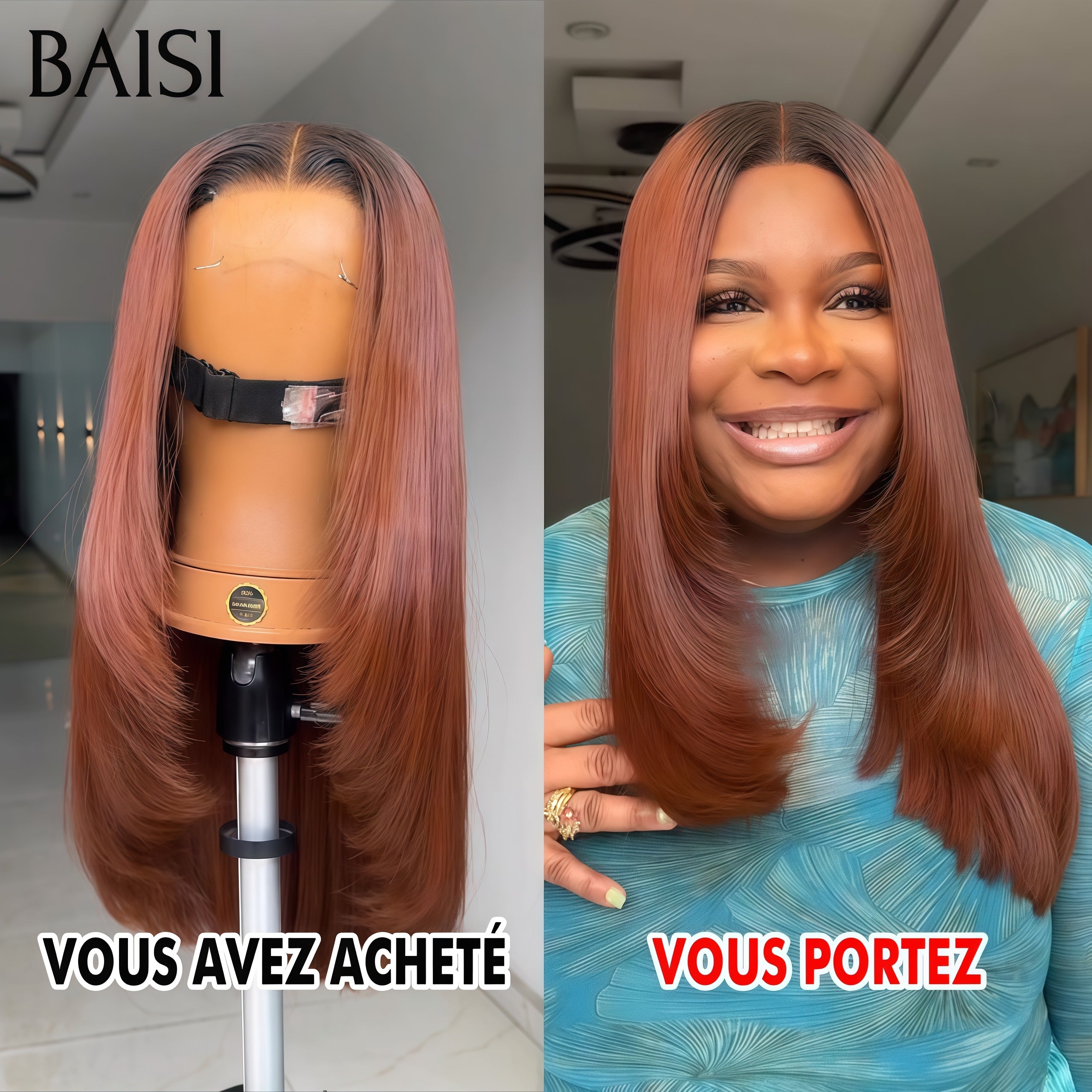 BAISI pour revendre 13x4 lace frontal perruque lisse 18 pouces 99€ en couleur marron 1BT4# en 100% vrais cheveux humains