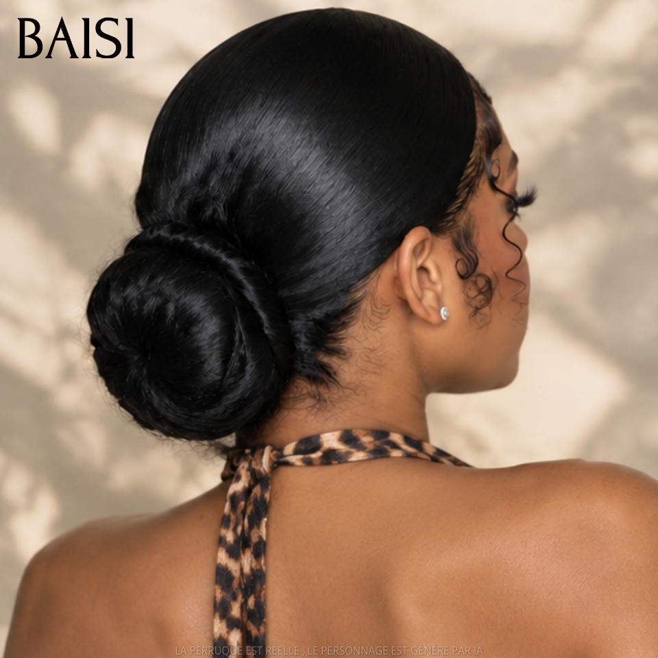BAISI 13x4 Lace Perruque Bob Coiffée Comme la photo 85€ Couleur Noir 1B# Lisse 100% Identique en 100% Cheveux humains MP50