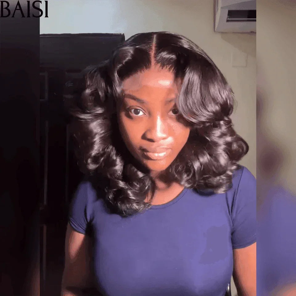 BAISI Perruque 4X4 bouclés Egg wave NOIR 139€ 300% haute densité personnalisé en 100% Cheveux Humains BS65