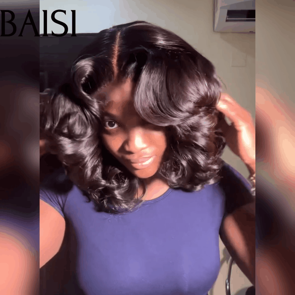 BAISI Perruque 4X4 bouclés Egg wave NOIR 139€ 300% haute densité personnalisé en 100% Cheveux Humains BS65