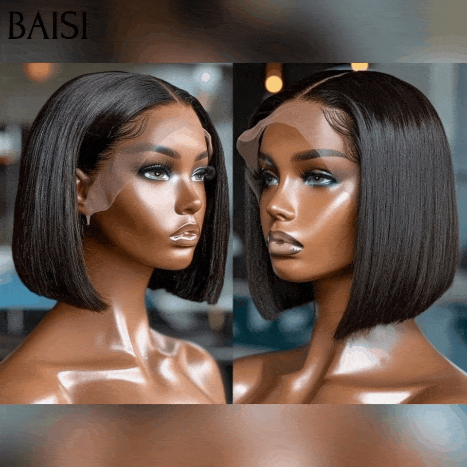 BAISI Wigs in France VAT 0€ Free shipping 2-3 days in Europe Smooth Straight Bob 12 Inches raw hair 68€In 100% Human Hair B