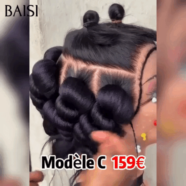 BAISI Nouvelle Arrivée Perruques Moitié Prix Full Lace avec coiffure tressée natte Bob NOIR 3 styles de perruques différents En 100% cheveux humains