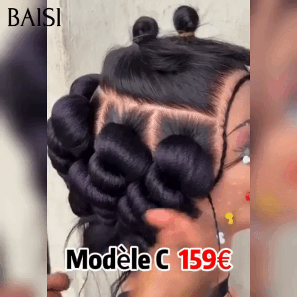 BAISI Nouvelle Arrivée Perruques Moitié Prix Full Lace avec coiffure tressée natte Bob NOIR 3 styles de perruques différents En 100% cheveux humains