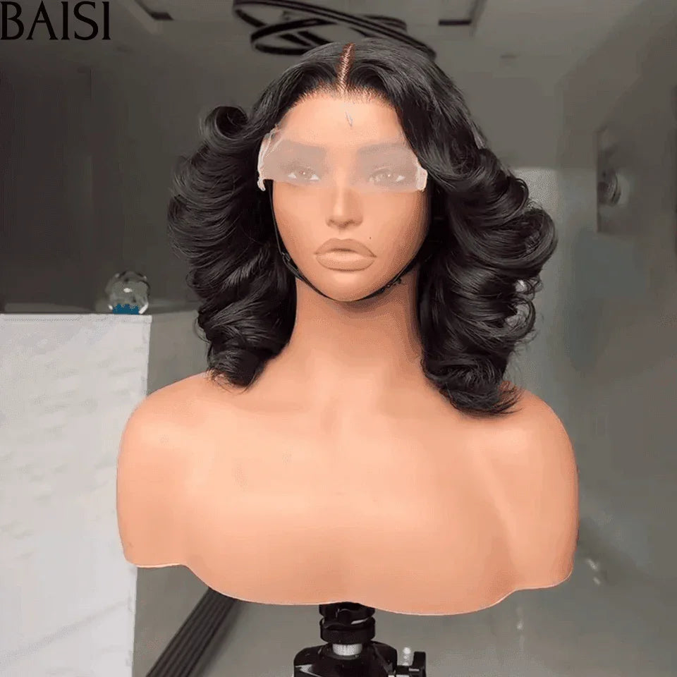 BAISI Perruque 5X5 bouclés Egg wave NOIR 149€ 300% haute densité personnalisé plus de 20 ans d' utilisations en 100% Cheveux Humains FR38