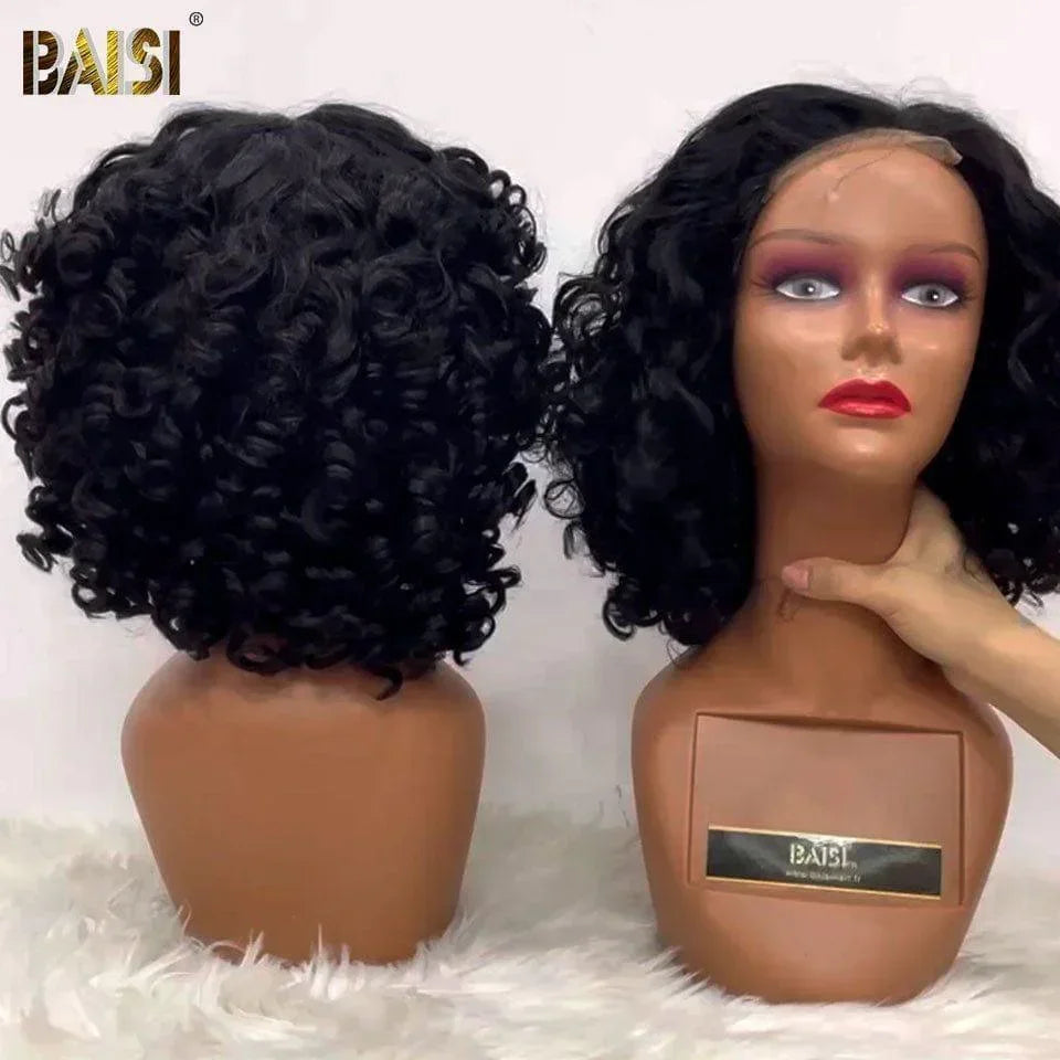 BAISI Achetez 2 perruques minimum au prix d'usine fournisseur 13X4 pixie Bouncy curly 99J# ou 5X5 Perruques Bob de Luxe Bouncy curly A1 Fabriquées par les cheveux double drawn Vietnam Hair 300% densité
