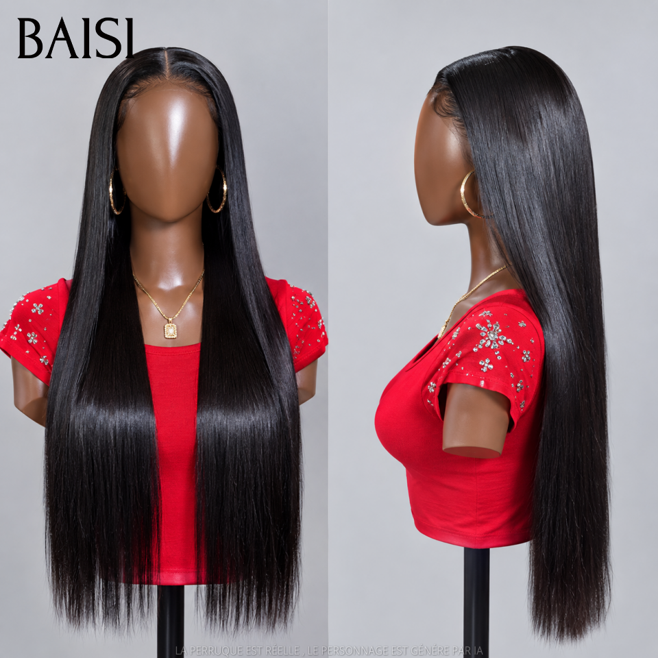 BAISI 4x4 Lace Perruques de Luxe 100% Vietnam Hair Lisse volume 250% densité A1 Fabriquées par les cheveux double drawn mèches vièges