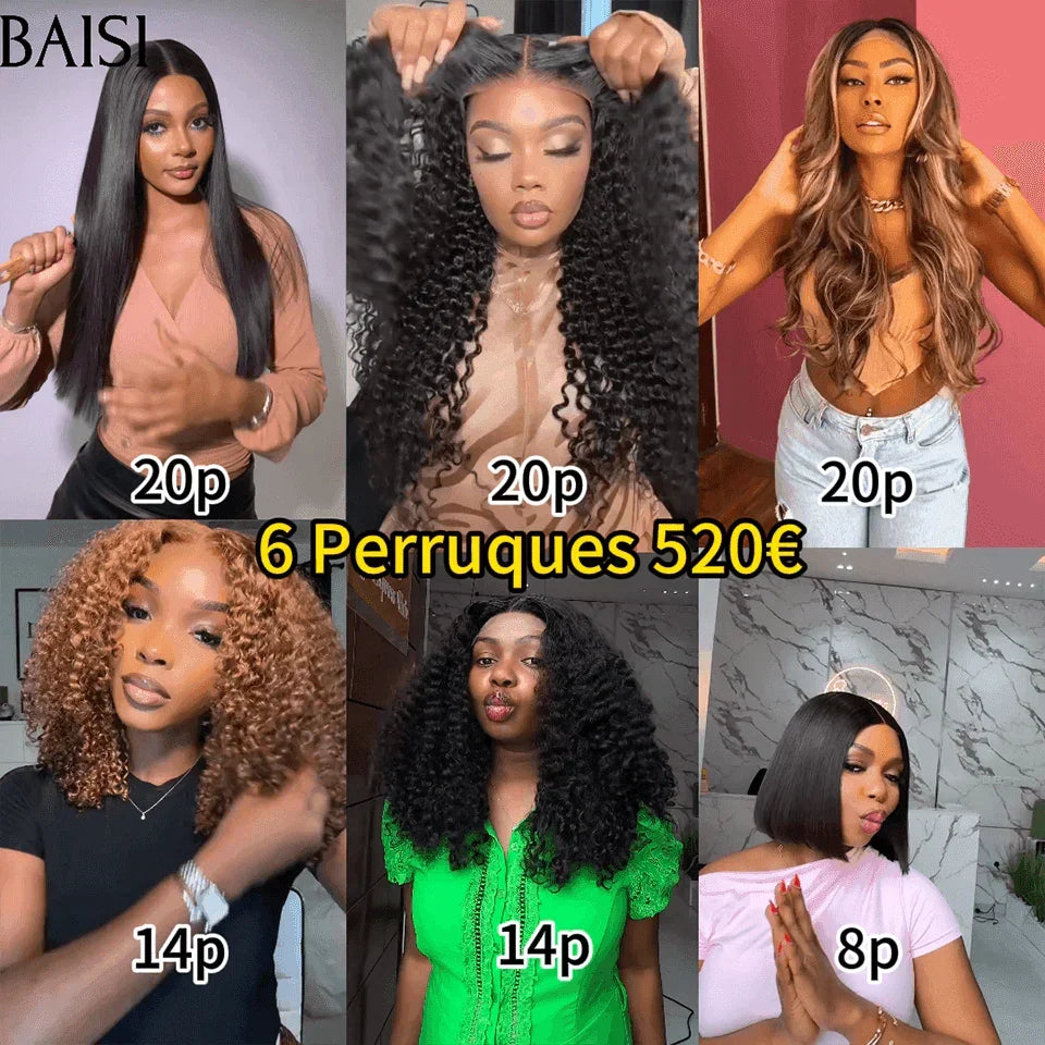 BAISI Lot De 6 Perruques Abordable 520 Euro En 100% Cheveux Humains Modèle personnalisé De Bonne Qualité En mèche brésilians Indians En Promotion Code: VIP100