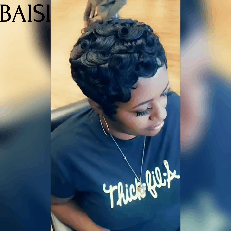 BAISI Petit Perruque coupe Prix aujourd'hui 38€ Sans Lace Sans Colle 100% Vrais Cheveux Humains