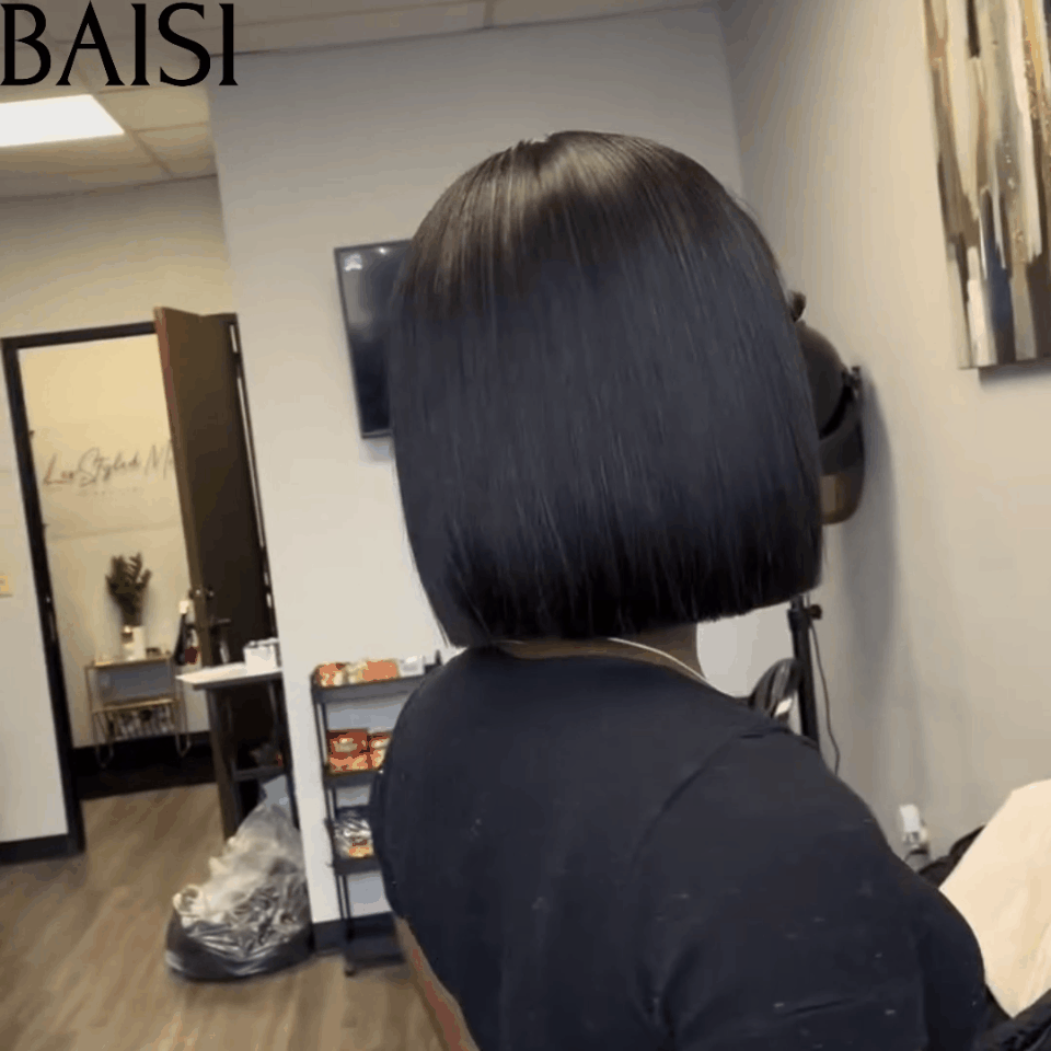 BAISI Déjà Coiffée 75€ 4x4 lace closure Lisse BOB raw hair ou 2x6 lace perruques de Luxe Haute Qualité Viêtnam Hair Lisse BOB 8 pouces en 100% Cheveux Humains BS65