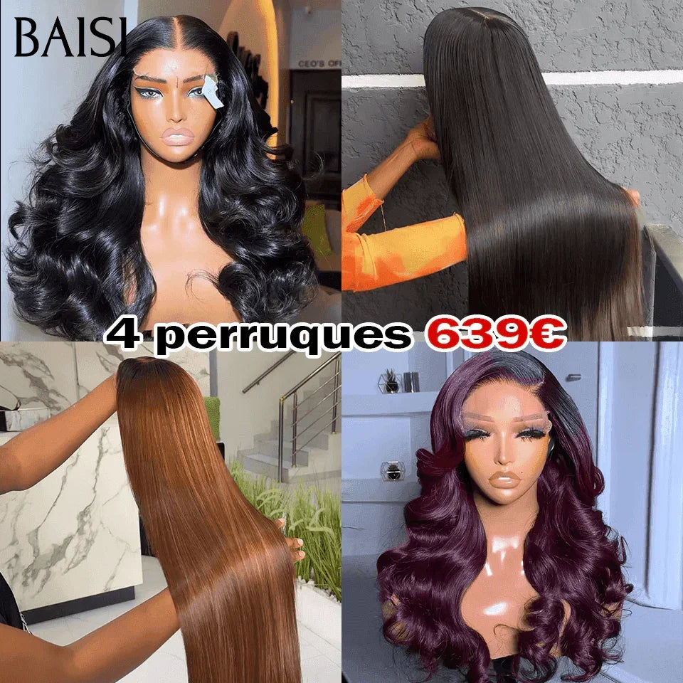 BAISI 4 Perruques 639€ Réduction avec promo de luxe 250% Densité de luxe en 100% vrais cheveux humains MP50