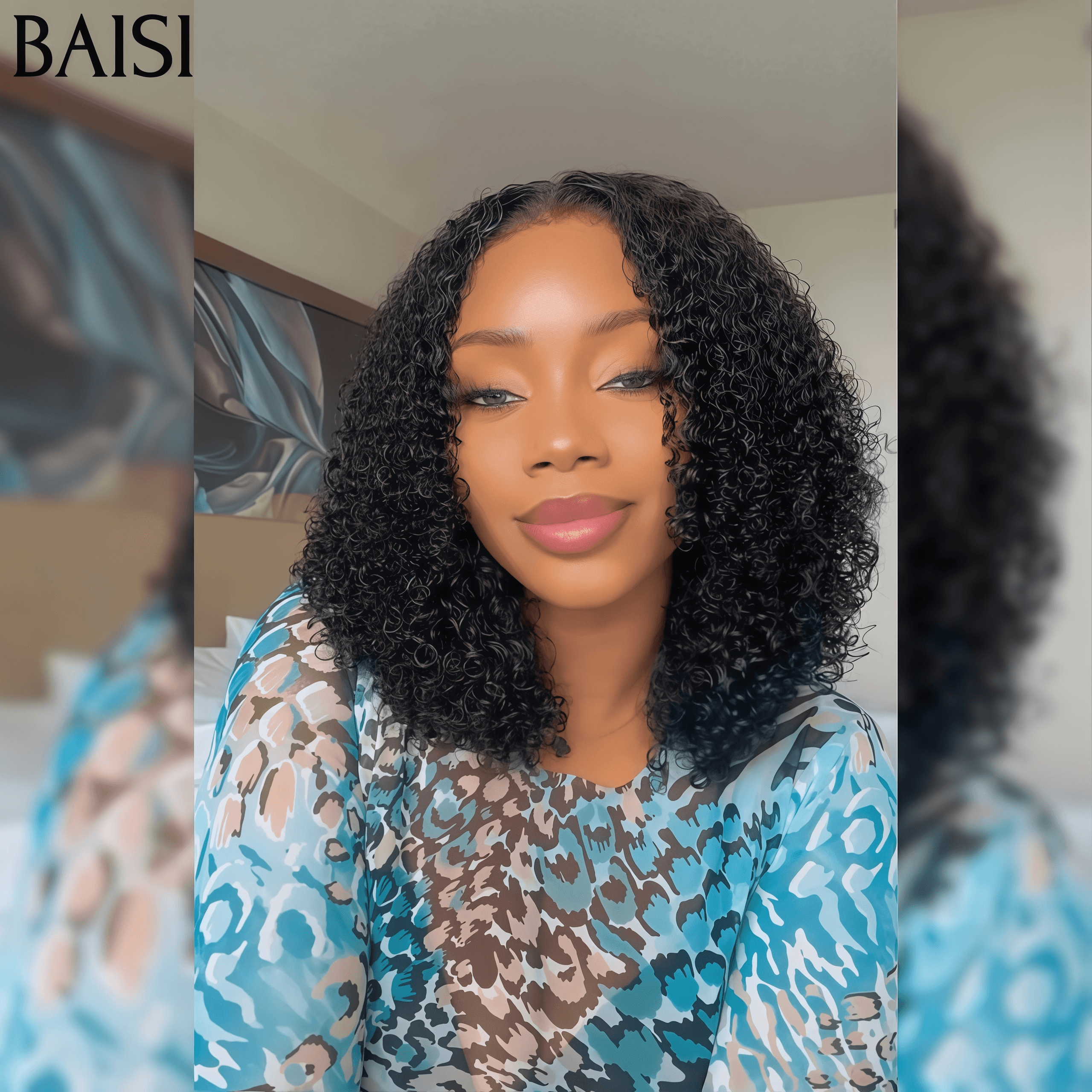 BAISI Grande SOLDES 4X4 Closure Perruque Naturelle water wave moitié prix 300% Densité 100% Cheveux humains MP50