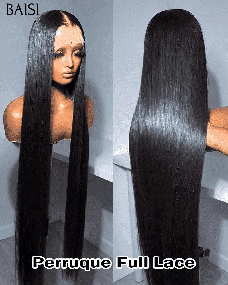 BAISI Achetez 2 perruques minimum au prix d'usine fournisseur 360 full lace perruque lisse en 100% vrais cheveux humains (Pas Besoin De Code)