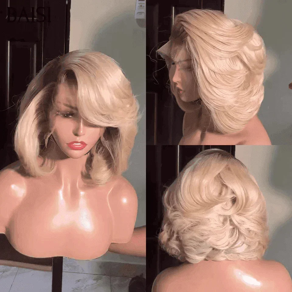 BAISI Achetez 2 perruques minimum au prix d'usine fournisseur 13X4 lace En Couleur Marron #4#613 (pas besoins de code)