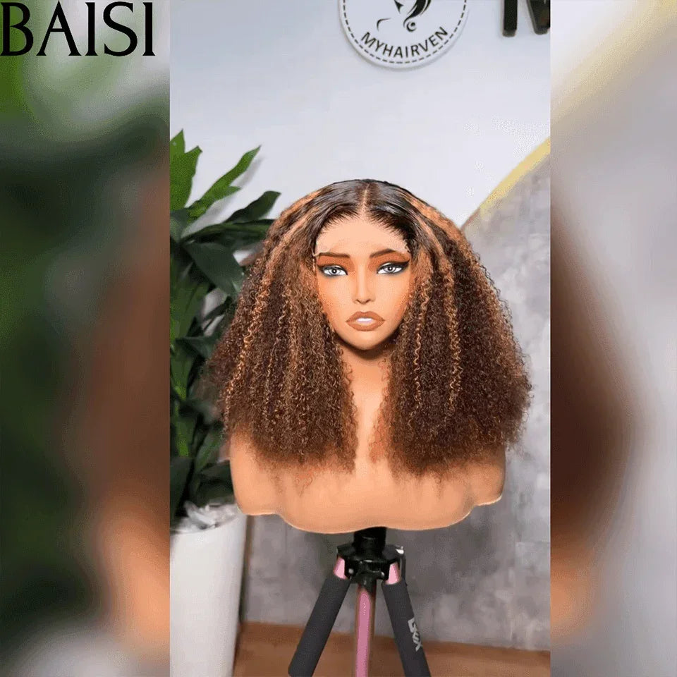 BAISI Achetez 2 perruques minimum au prix d'usine fournisseur Closure 4X4 Perruque en Mixte #4/30 Curly en 100% cheveux humains