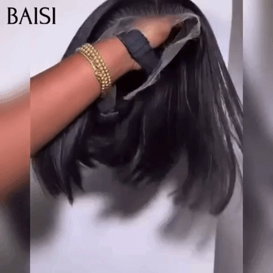 BAISI BLACK FRIDAY BAS Prix lace frontal bob lisse Perruque 10 pouces 59€ noir en France en 100% Cheveux Humains