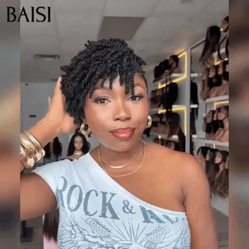 BAISI promotion Moitié Prix 169€ Perruque Full lace avec coiffure tressée natte NOIR 100% comme la photo en 100% Cheveux Humains