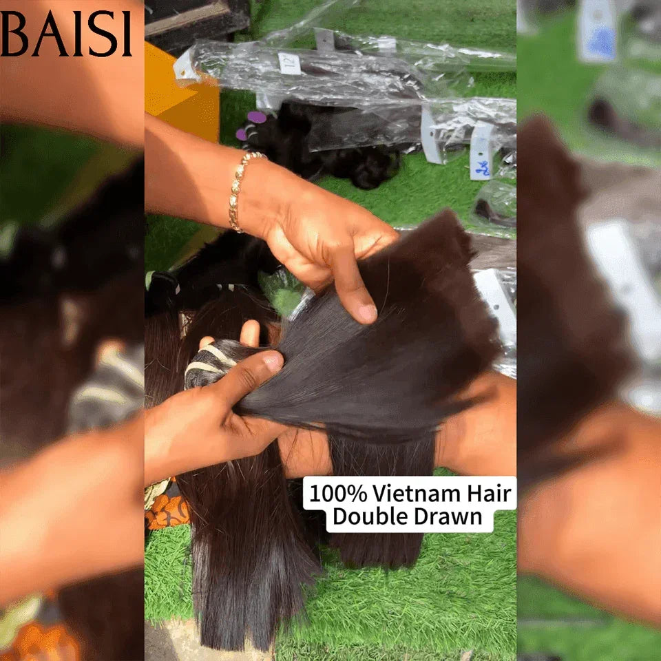 BAISI 20AAA Grade 3 Boules de Luxe Haute Qualité Tissages Vietnam Hair Double Drawn Cheveux Vierges Lisse Straight en 100% Cheveux Humains