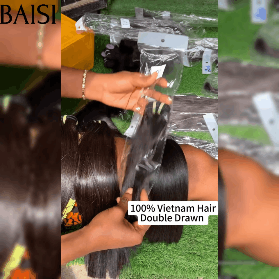 BAISI 20AAA Grade 3 Boules de Luxe Haute Qualité Tissages Vietnam Hair Double Drawn Cheveux Vierges Lisse Straight en 100% Cheveux Humains