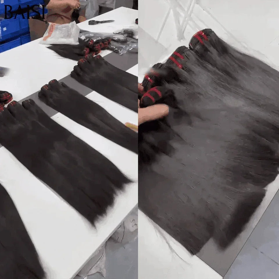 BAISI 15A Grado 3 Palle di Capelli Vergini Tesse 100% Vietename Capelli Doppio Disegnato Fumi Gancio per Capelli Lisci Lisci