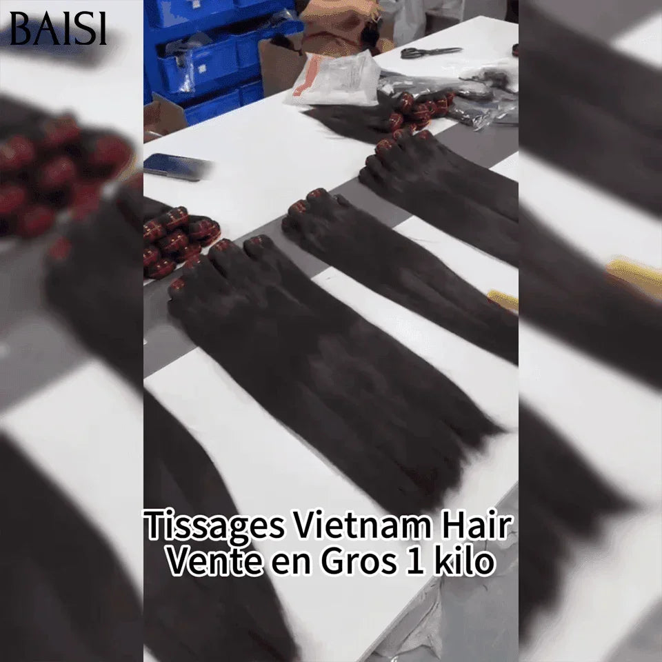 BAISI 15A Grado 3 Palle di Capelli Vergini Tesse 100% Vietename Capelli Doppio Disegnato Fumi Gancio per Capelli Lisci Lisci