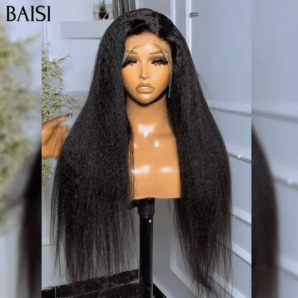 BAISI 12A 13x4 Frontal Lace Perruque Frisée Kinky Straight En 100% Cheveux Humains