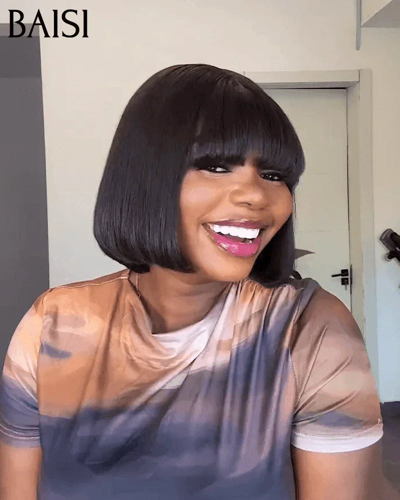 BAISI COUPE CHINOISE SANS LACE PERRUQUE BOB LISSE AVEC FRANGE CODE : FR38