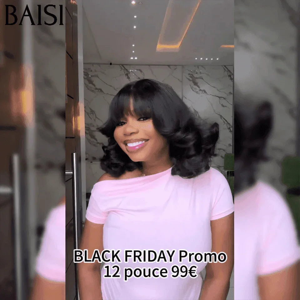 BAISI 15A SDD BONE STRAIGHT bob Luxury Wigs Straight bob without lace with bangs A1 Made by double drawn hair