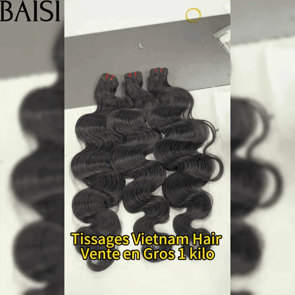 BAISI 15A Grade 3 Knäuel aus reinem Haar, 100 % vietnamesisches Haar, doppelt gezogen, Fumi-Haarhaken, gerade, glatt