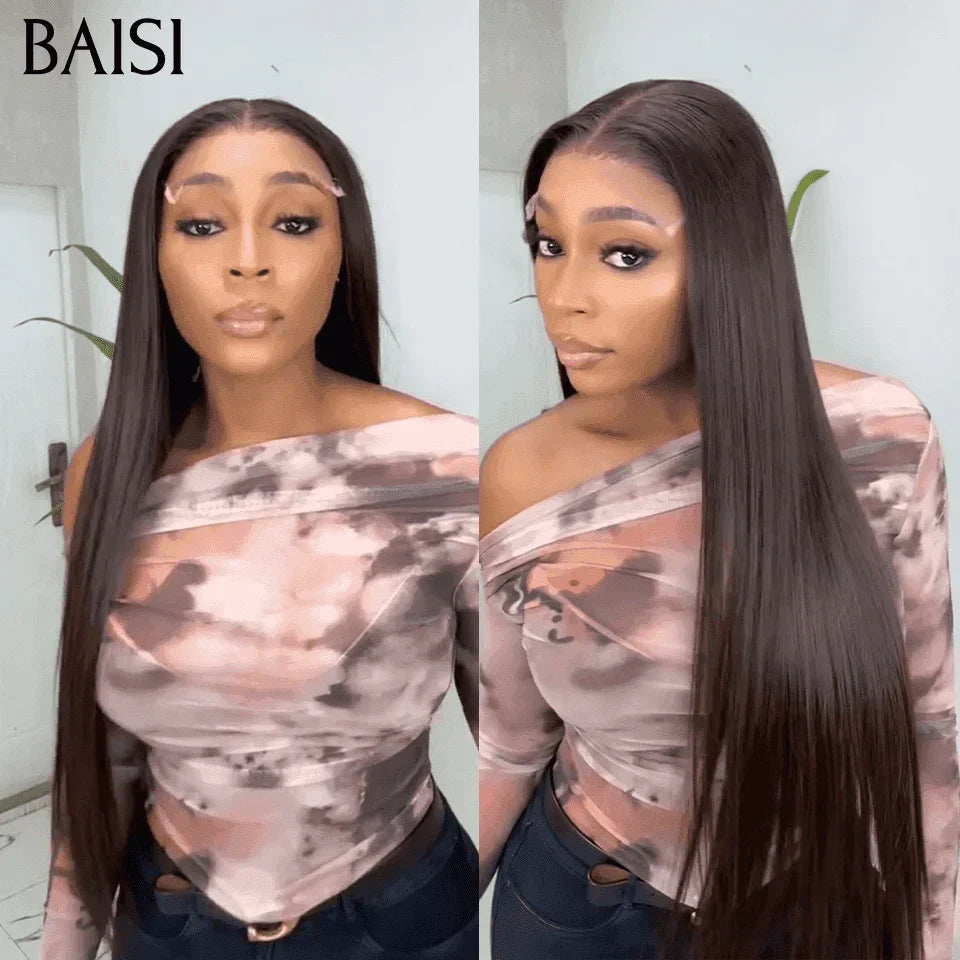 BAISI 2 perruques 239€ lace frontal 26 Pouces curly wave et Lisse ou 2 Perruques 350€ 4X4 lace Lisse 26 Pouces et curly wave 26 Pouces NOIR 200% densité en 100% Cheveux Humains BS65