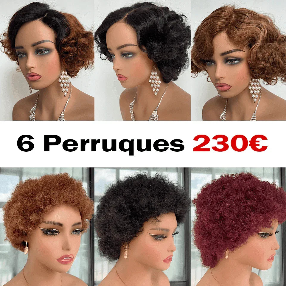BAISI Set di 6 parrucche convenienti 520 euro in capelli umani al 100% Modello personalizzato di buona qualità in capelli indiani brasiliani Codice promozionale: VIP100