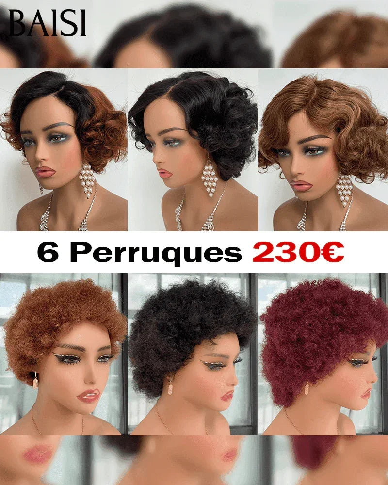 BAISI Set di 6 parrucche convenienti 520 euro in capelli umani al 100% Modello personalizzato di buona qualità in capelli indiani brasiliani Codice promozionale: VIP100